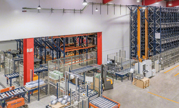 Warehouse view of stocked off-the-shelf industrial cables and spools suitable for control cabinets and simple automation wiring, illustrating availability advantages in standard applications