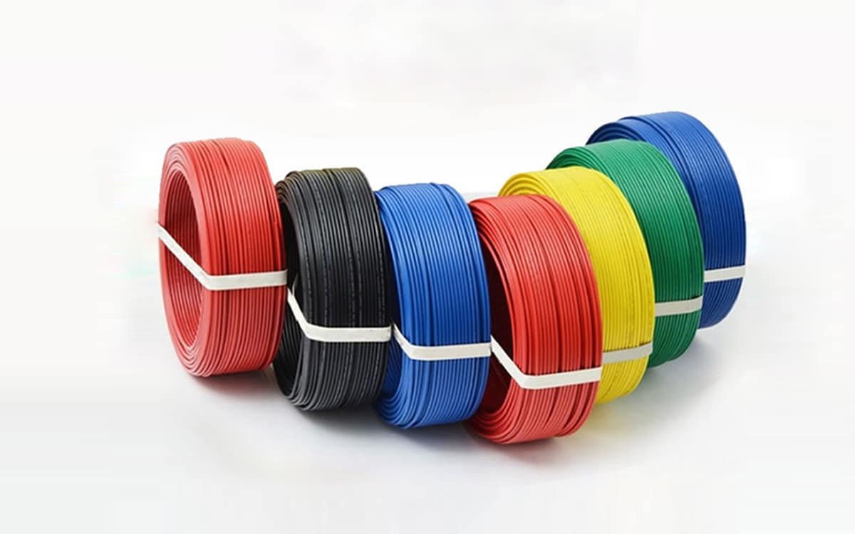 HULK multi-color single-core flexible wires in red, black, blue, yellow, and green coils, featuring stranded copper conductors and smooth insulation for electronic, signal, and control wiring applications.