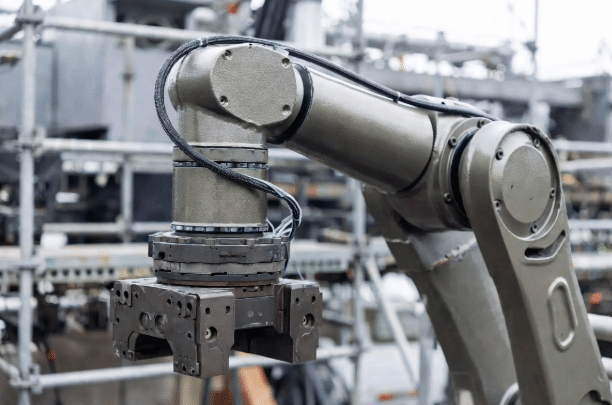 Durable TPE jacketed sensor cable installed on robotic arm operating in demanding outdoor or temperature-variable industrial environment