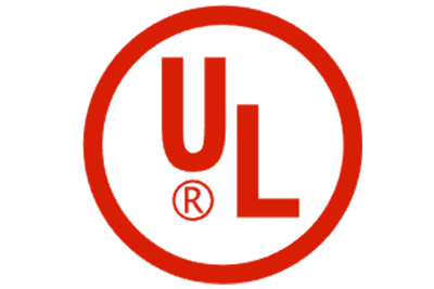Red circular UL certification logo indicating compliance with U.S. safety standards for electrical products, commonly required for North American market access.