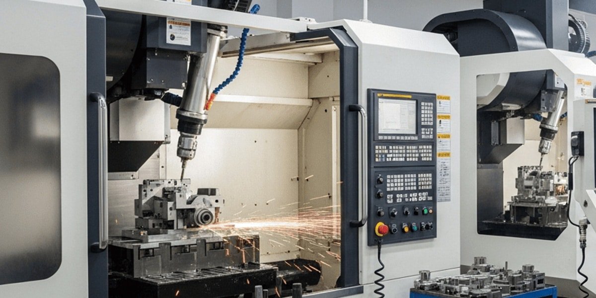 HULK high-flex cables integrated into a CNC machining center, maintaining stable signal and power transmission under extreme vibration, electromagnetic interference, and high-temperature conditions during precision metal cutting.