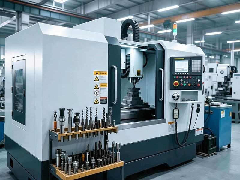 HULK heavy-duty drag chain cables integrated into a CNC machining center; engineered to withstand extreme vibration, metal chips, and coolant exposure while ensuring reliable power and signal transmission for high-precision metal cutting operations.
