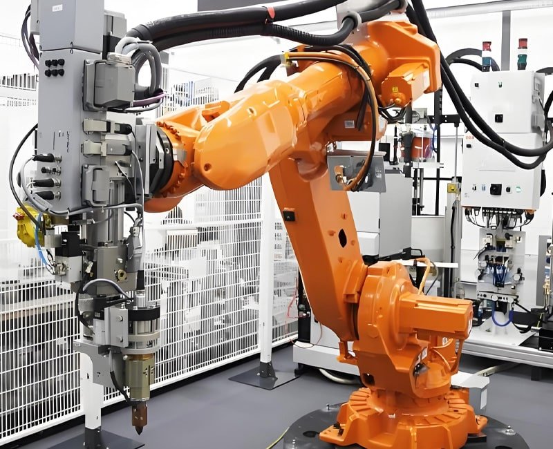 HULK robot interconnect cables, power, signal and data connections between industrial robot arm and robot controller cabinet on automated production station
