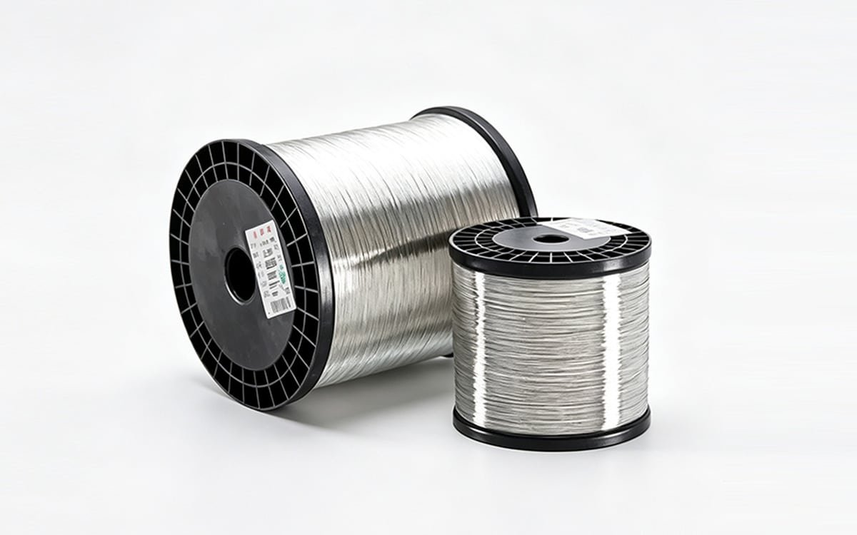 Two HULK tinned copper wire spools in different sizes with black plastic bobbins, wound with shiny silver-colored conductors — engineered for superior solderability, oxidation resistance, and high-frequency signal integrity in electronic assemblies, connectors, and precision cabling applications.