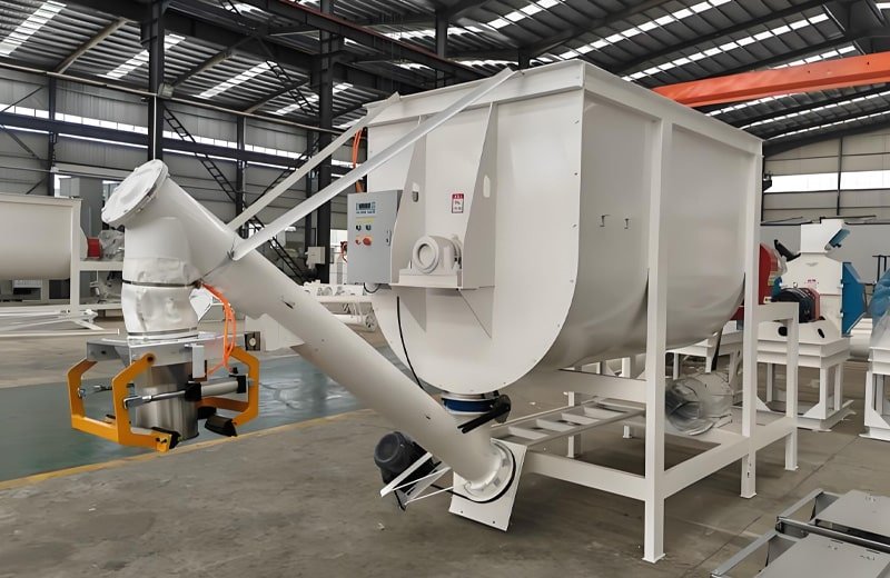 Hulk Cable installed in a large industrial horizontal mixing machine, showing power and control cabling connected to motor and control box, demonstrating durability in high-vibration and dusty environments